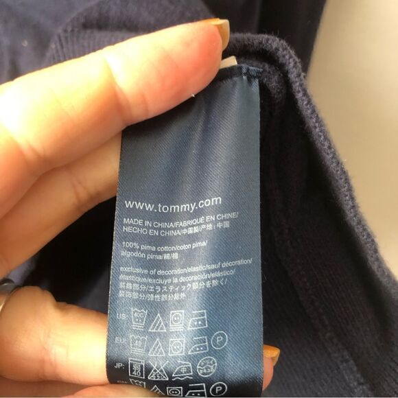 Tommy Hilfiger dark blue v-neck academia button down cardigan 100% Pima cotton - Picture 8 of 9